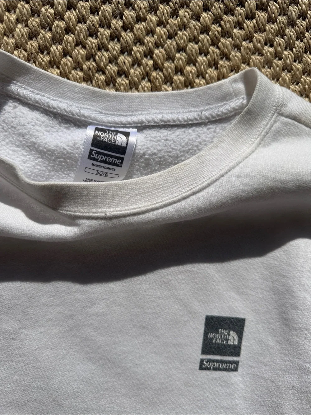 The North Face Supreme White Minimal Logo Crewneck Sweatshirt - Men's XL